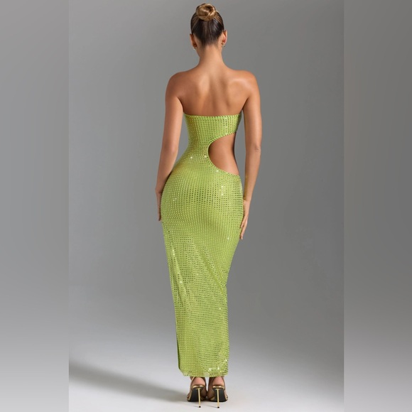 ALAMEA
Embellished Cut-Out Bandeau Maxi Dress in Pear Green - Picture 3 of 7